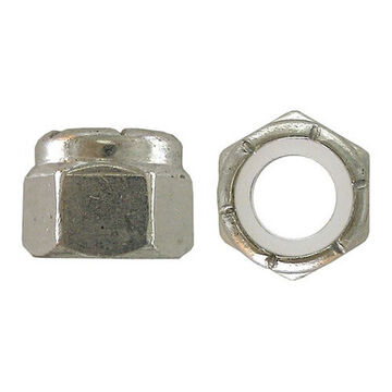 Hex Lock Nut, 1/2 in-13 UNC Thread, 18.8 Stainless Steel, Nylon Insert