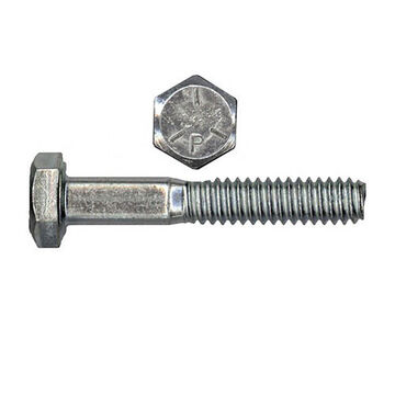 Partial Threaded Hex Bolt, 5/8 in UNC Thread, 2 in lg, Hex Head, Hex Drive, Hot Dipped, Zinc Yellow Dichromate Plated Grade 5 Carbon Steel