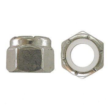 Hex Lock Nut, 1/4 in-20 UNC Thread, Zinc Plated Carbon Steel, Nylon Insert, 0.313 in ht, 7/16 in Width Across Flat