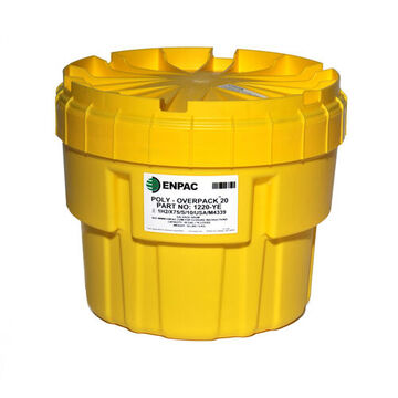 Tambour de récupération à tête ouverte, 20 gal, polyéthylène, jaune, 21.5 pouce x 22.25 pouce x 19 pouce