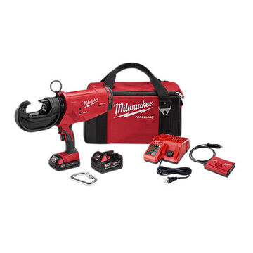 Cordless Utility Crimper Kit, 8 AWG to 750 kcmil, 12 ton Crimping Force, Red, 3.5 in x 16 in x 11 in