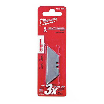 General-Purpose Utility Blade, Micro Carbide Metal, Sharp Point/Straight Edge, 3/4 in wd, 0.025 in THK, 2 Points