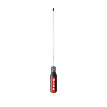 Screwdriver, Phillips #2 Point Size, Alloy Steel Material, Chrome Plated Finish, Rubber Ergonomic Handle, 13 in OAL