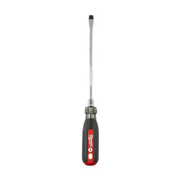 Screwdriver, Slotted 3/8 in Point Size, Alloy Steel Material, Chrome Plated Finish, Rubber Ergonomic Handle, 15 in OAL