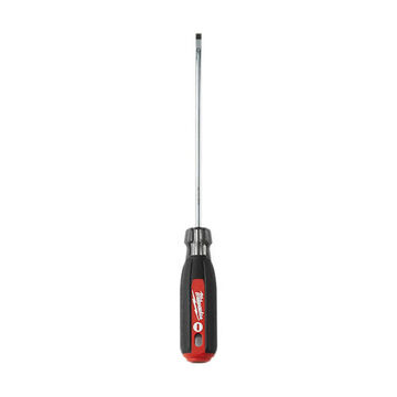 Screwdriver, Slotted 3/16 in Point Size, Alloy Steel Material, Chrome Plated Finish, Rubber Ergonomic Handle, 9 in OAL