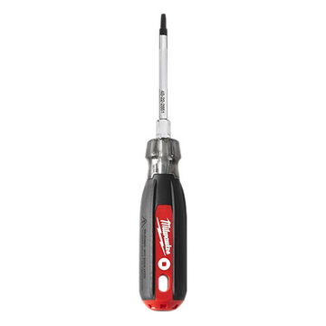 Screwdriver, Square #1 Point Size, Alloy Steel Material, Chrome Plated Finish, Rubber Ergonomic Handle, 6 in OAL