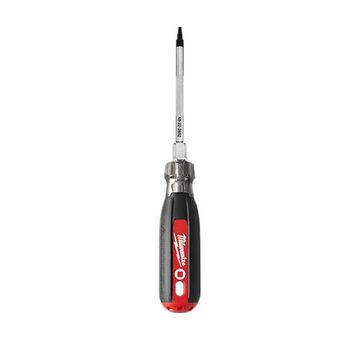 Screwdriver, Square #2 Point Size, Alloy Steel Material, Chrome Plated Finish, Rubber Ergonomic Handle, 7 in OAL