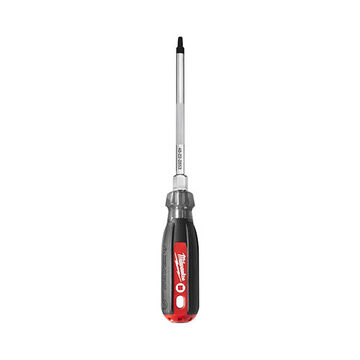 Screwdriver, Square #3 Point Size, Alloy Steel Material, Chrome Plated Finish, Rubber Ergonomic Handle, 9 in OAL