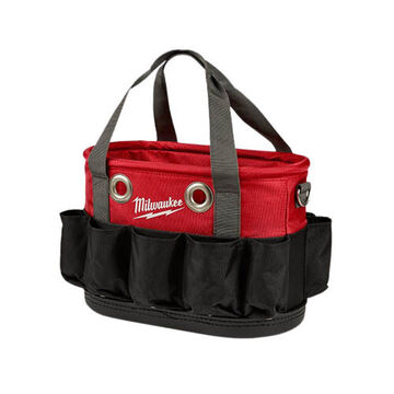 Bag Oval Straight Wall, 1680d Ballistic Material, 8-1/4 In Wd, 14-5/8 In Lg, 10-3/8 In Ht, Black, Red, Double Handle