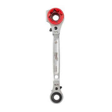 Wrench 5-in-1 Lineman's Straight Ratcheting, Forged Steel, Ergonomic Plain Grip Handle, 12 Points, Standard, Double End Wrench