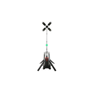 Tripod Tower Light, Aluminum/Polypropylene, 24-3/4 in lg, 18 V, 27000 Lumens, LED Lamp, Black, Red