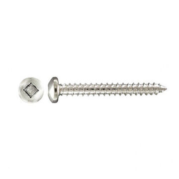Self-tapping Screw, No. 4-22 Thread, 1/2 in lg, Pan Head, Square Socket Drive, Zinc Plated Carbon Steel