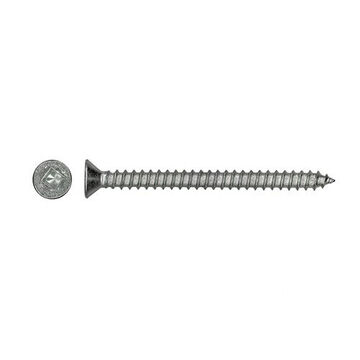 Self-tapping Screw, No. 8 Thread, 1 in lg, Flat Head, Square Socket Drive, 18.8 Stainless Steel