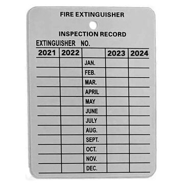 Fire Extinguisher Monthly Inspection Tags Metal