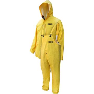 Ensemble 3-pièces imperméable ignifuge en PVC/polyester avec veste, capuchon et salopette