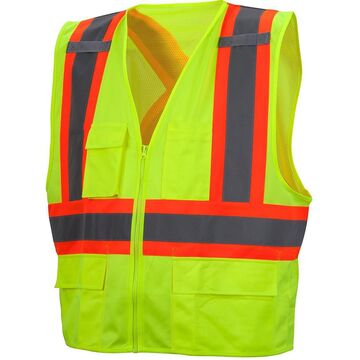 Gilet de trafic lime, fermeture éclair, classe 2