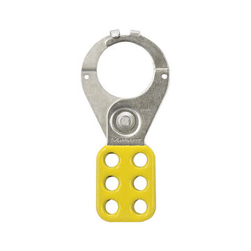 Lockout Hasp, Snap-On, 1-1/2 in Jaw Dia x 5 in x 2-3/8 in, Steel, Yellow