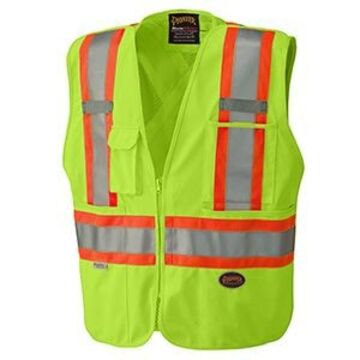 Yellow Hi-viz Safety Vest Zipper Front Mesh Back With Reflective Tape