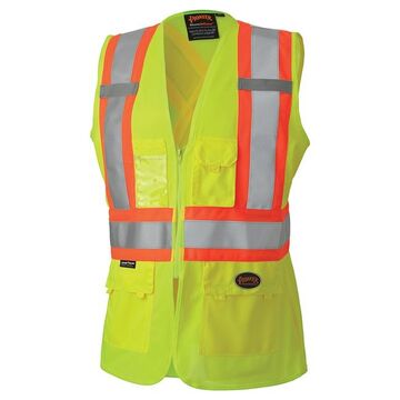 High Visibility Safety Vest, Small, Yellow/Green, 100% Polyester Knit, Class 2 Type P and R, 34 in Chest