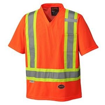 T-shirt Safety Traffic, femmes, grand, orange haute visibilité, micro filet