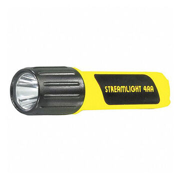 Industrial Handheld Flashlight, 6 V, Led, 100, Fixed, 50000 Hr, Alkaline, 4, Round, Yellow
