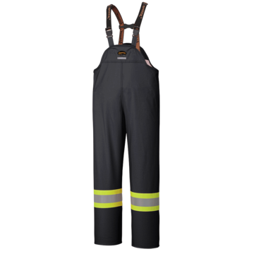 Rain Pant Hi-vis Black Fire Resistant With Reflective Striping