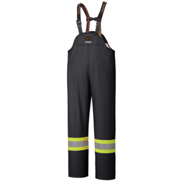 Waterproof Bib Rainpant, Hi-viz Black, Polyester, Polyurethane