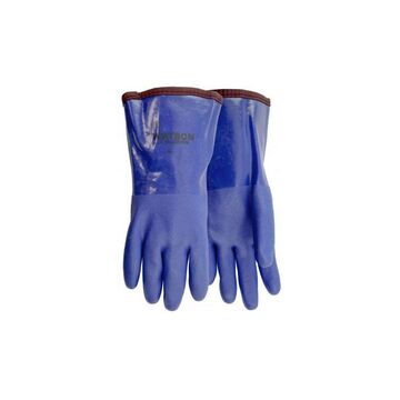 Gants sans gel, enduit en PVC, 12 po, manchette gantelet, bleu