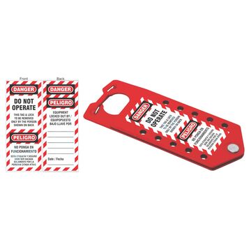 Hasp And Tag Combo Device Red Aluminum