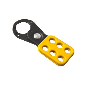 Coated Steel Hasp Black/yellow 1in No Tabs