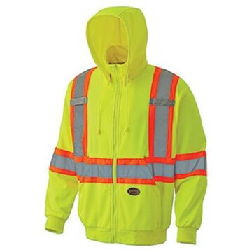 Sweat à capuche en micro-polaire, 3XL, jaune haute visibilité, vert