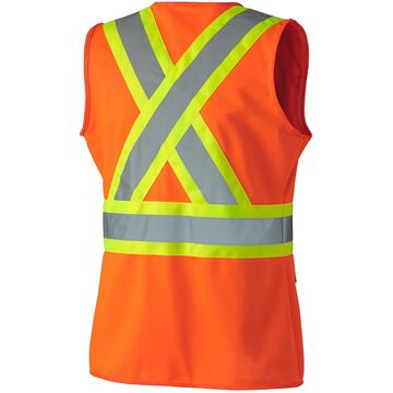 Women's High Visibility Safety Vest, Orange, 100% Polyester Knit, Class 2 Type P And R