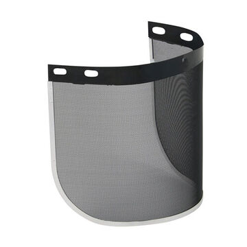 Flat Face Shield Visor, 8 in wd x 15-1/2 in ht, Steel Wire Mesh, Black