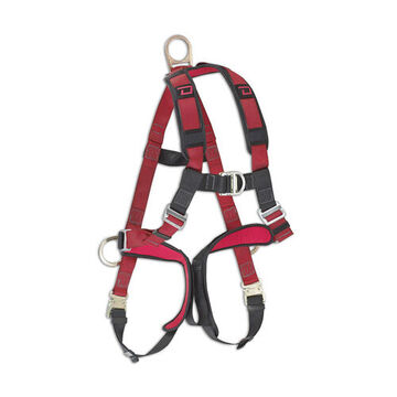 Fall Arrest Harness, Universal, X-Large, 400 lbs, Metal, Polyester, Red/Black