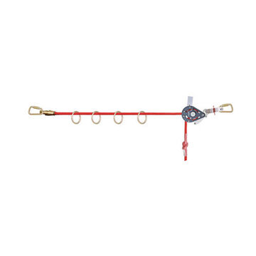 Adjustable Horizontal Lifeline, 5/8 in x 82 ft, Kernmantle Rope, Steel O-Ring, Red