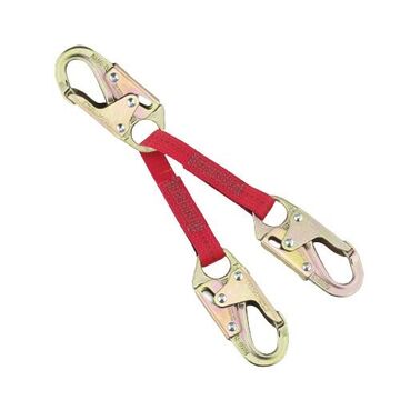Fixed Web Lanyard , 4 ft, 400 lbs, 2, Snap, Scaffold, Polyester Webbing, Red, 5000 lbs