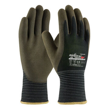 Insulated Cold Weather Safety Gloves, 4.1 In Palm Wd, Latex, Polyester/acrylic, Black/brown