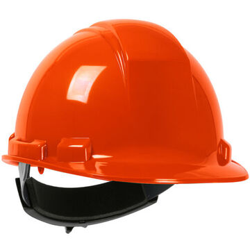 Non Vented Shell Hard Hat, One Size, High Visibility Orange, HDPE Shell, Nylon Suspension