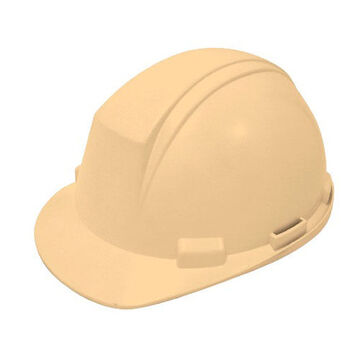 Sure Lock Hard Hat, 6-1/2 to 8 in, Beige, HDPE, Nylon Ratchet Adjustment
