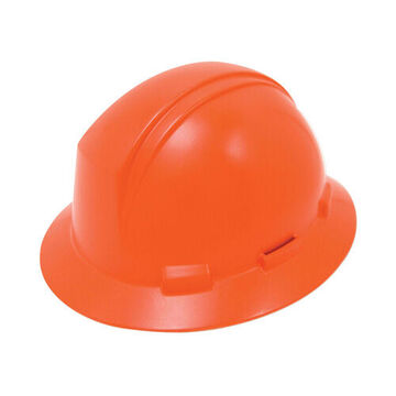 Non Vented Shell Hard Hat, One Size, Type 1, Orange, HDPE Shell, Nylon Suspension
