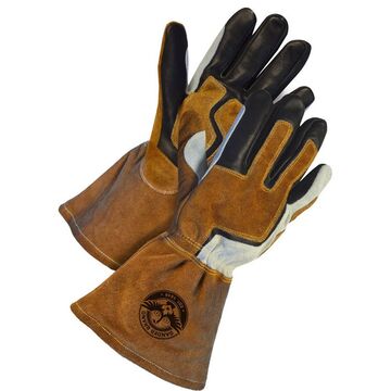 Mig Welding Gloves, Grain Cowhide Palm, Black/gray, Cowhide