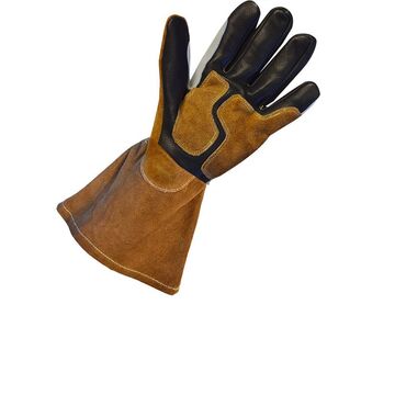 Gants de soudage MIG, paume en cuir de vachette, noir/gris, cuir de vachette