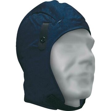 Hard Hat Liner, One Size, Navy Blue, Cotton Fleece, Hard Hat Fastening Slots And Straps Closure