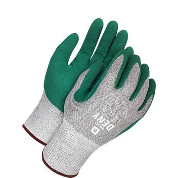 Coated Gloves, #10, Nitrile Palm, Gray/Green, HPPE Outer Shell