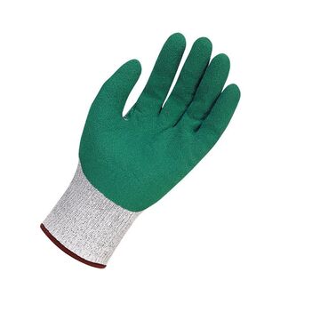 Coated Gloves, #10, Nitrile Palm, Gray/Green, HPPE Outer Shell