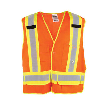 Surveyor Traffic Safety Vests, X-large, Polyester, Orange, Zipper