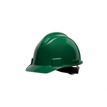 Non Vented Short Brim Baseball Hard Hat, Fits Hat 6-1/2 to 7-7/8 in, Green, HDPE, 4 Point Ratchet, Class E