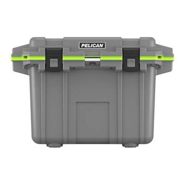 Cooler, 50 qt, Plastic, Hinged, Stainless Steel, Dark Green/ Gray