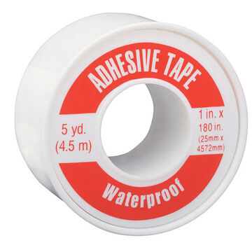 Waterproof Adhesive Tape, 1 in wd x 5 yd lg, Vinyl Coated Cloth, White