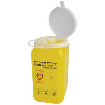 Sharps Biohazard Container, 1.4 l, Polypropylene, Yellow